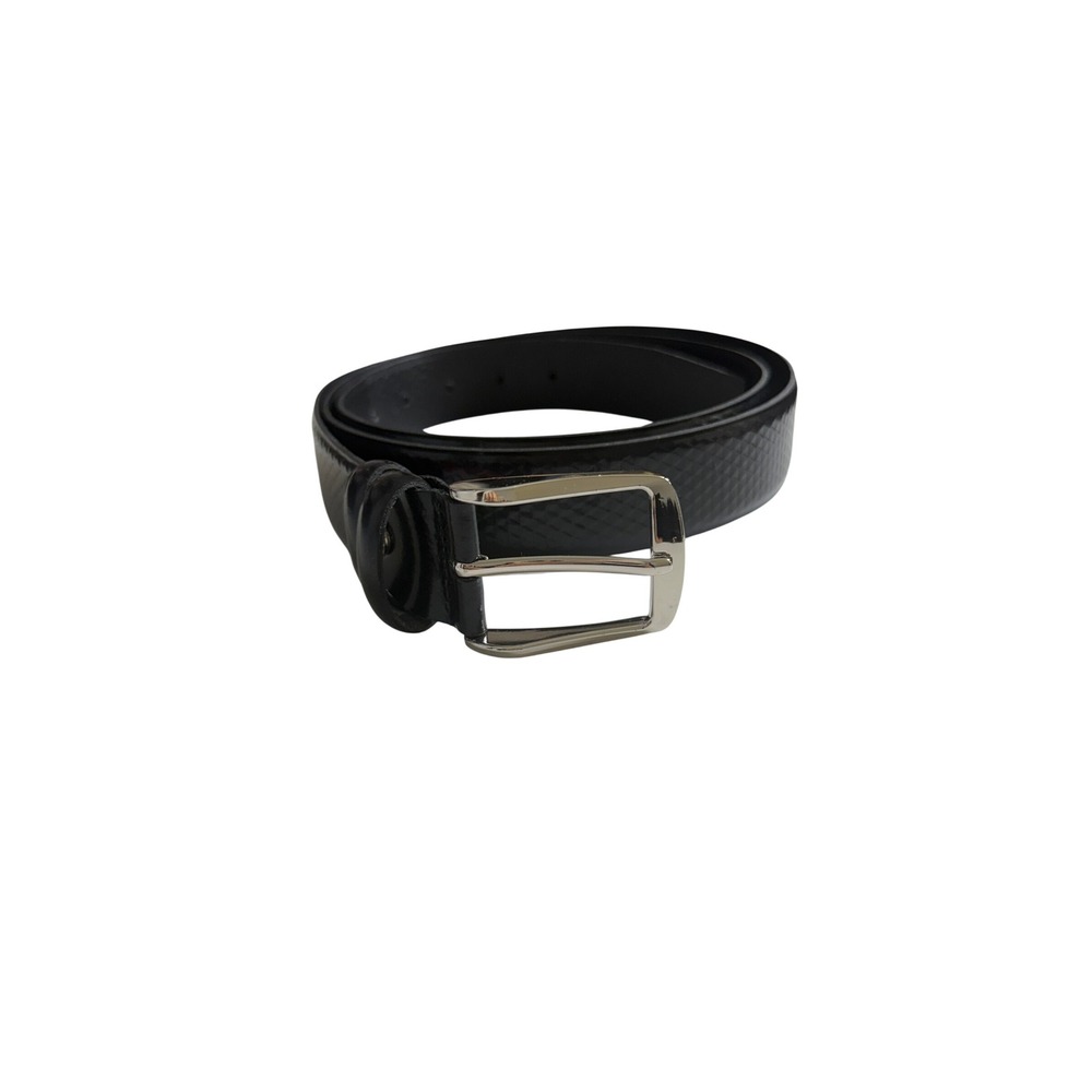 Paul Lawrence Belt Size 42 Black Italian Leather Textured Diamond Dress Belt